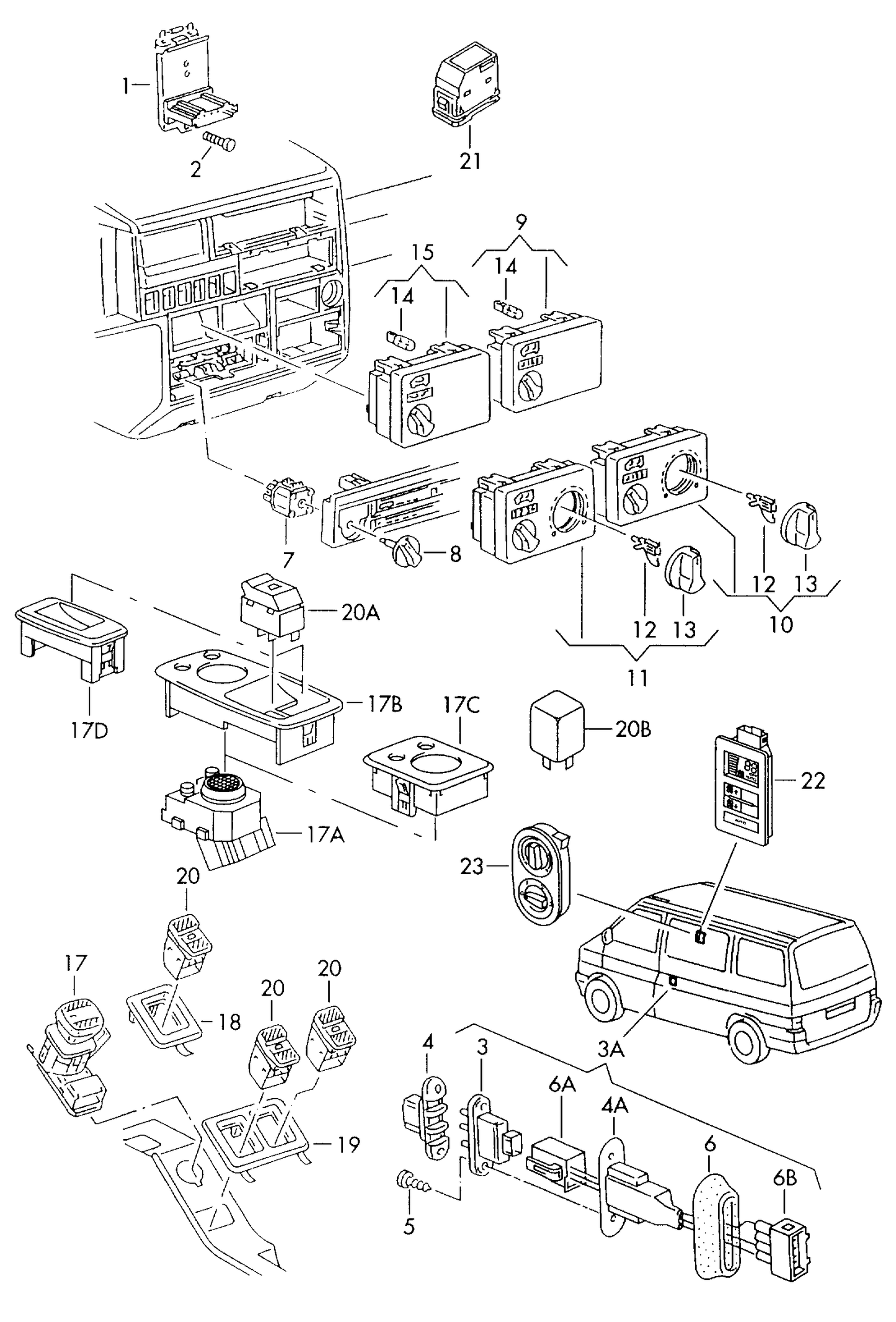 (7) 102691 FEBI 4pin switch for blower motor for models with supplementary heater