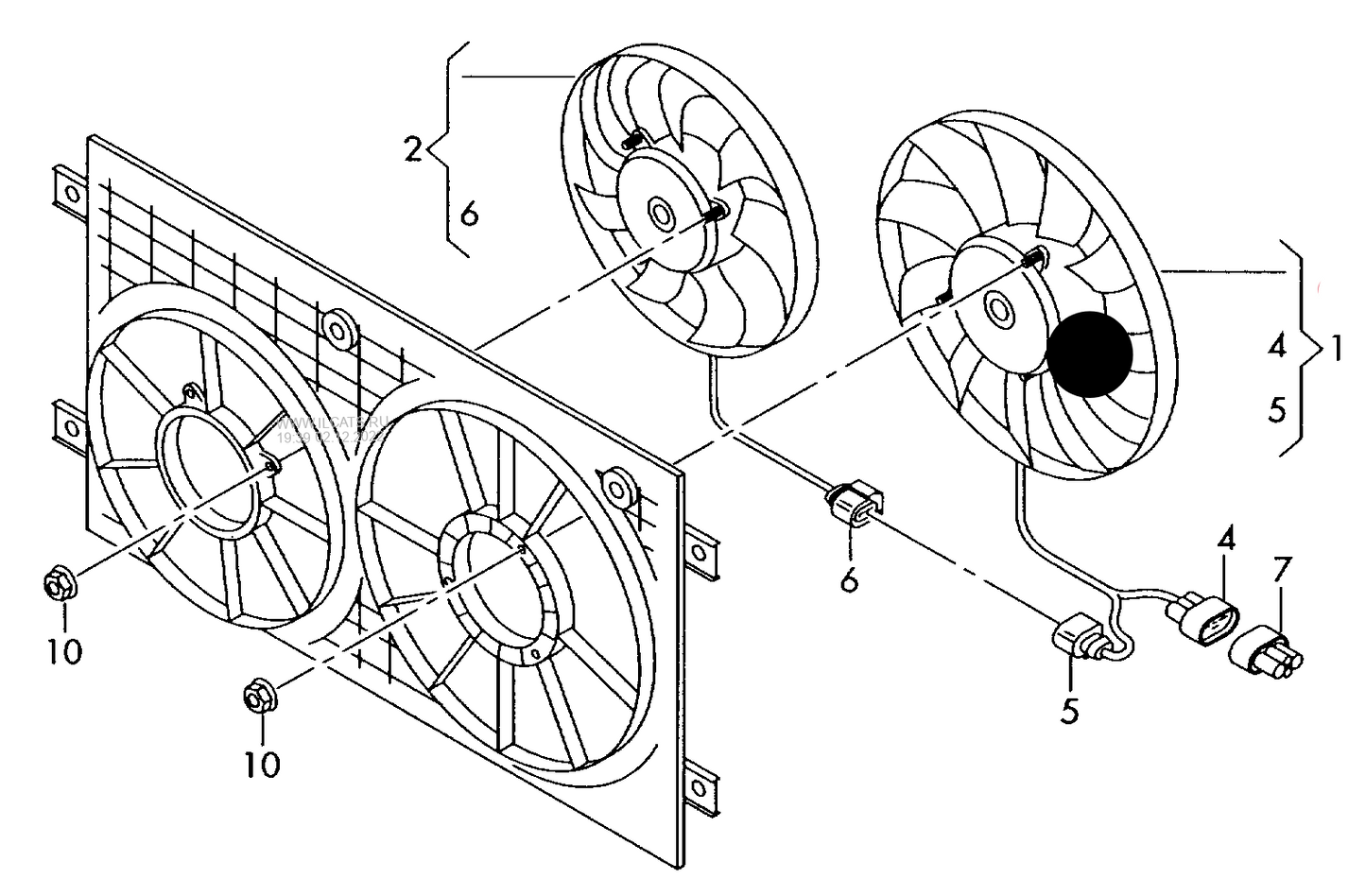 (1) 112321 NRF 12V/100W Radiator fan for vehicles with no air conditioning system BSE,BSF, CCSA,CGGA, CHGA,CMXA, 360MM SIEMENS for vehicles without trailers