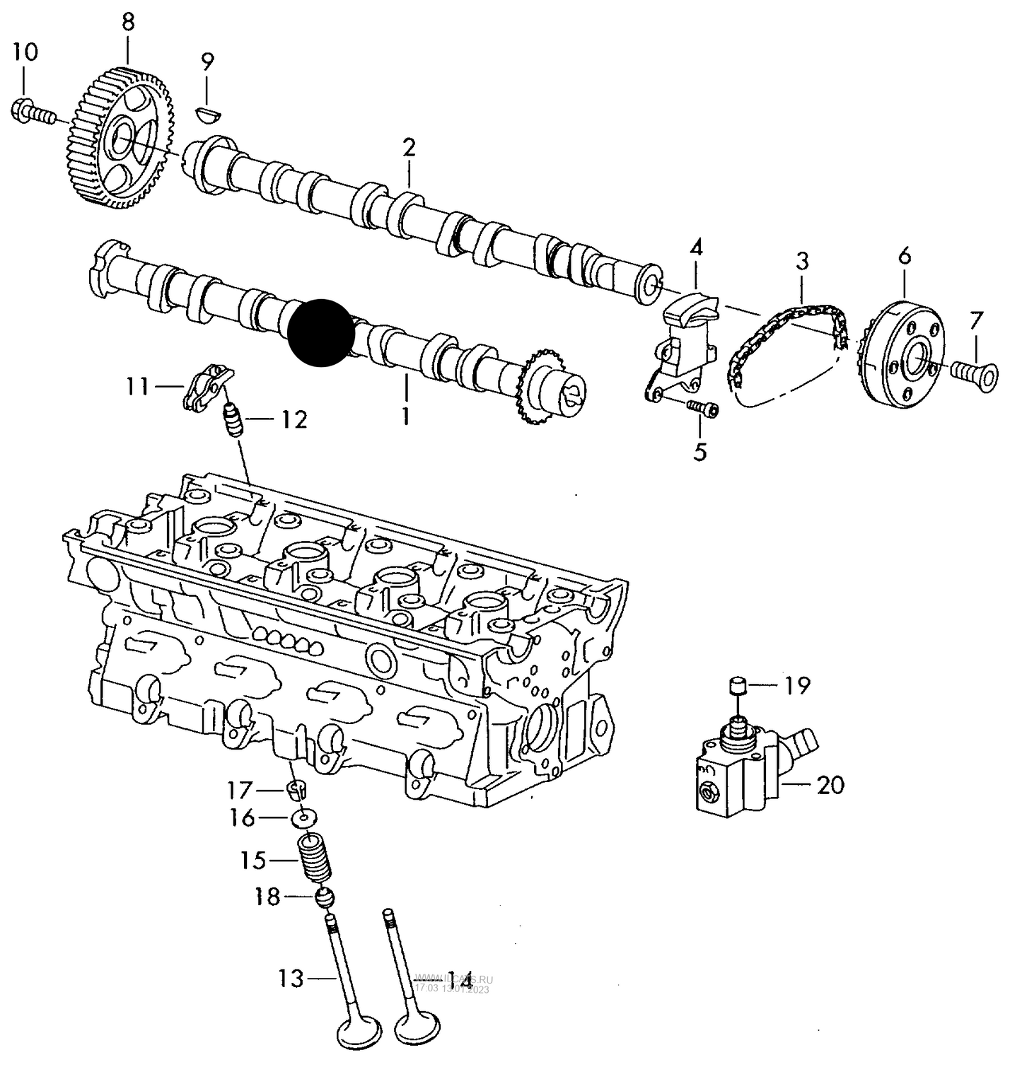 (ITEM 1) C487 OEM Camshaft 'Inlet' 4-cylinder+ CDLC,CDLF 2.0 ltr. eng's