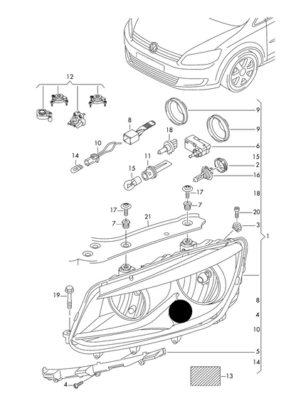 (ITEM 1) MHL7071 R/H OEM Headlamp H7