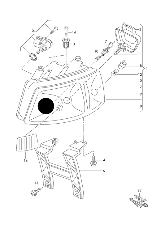 (ITEM 1) HL9046R Headlamp Assy-Right T5 7H 04/2003>09/2009 H1/H7