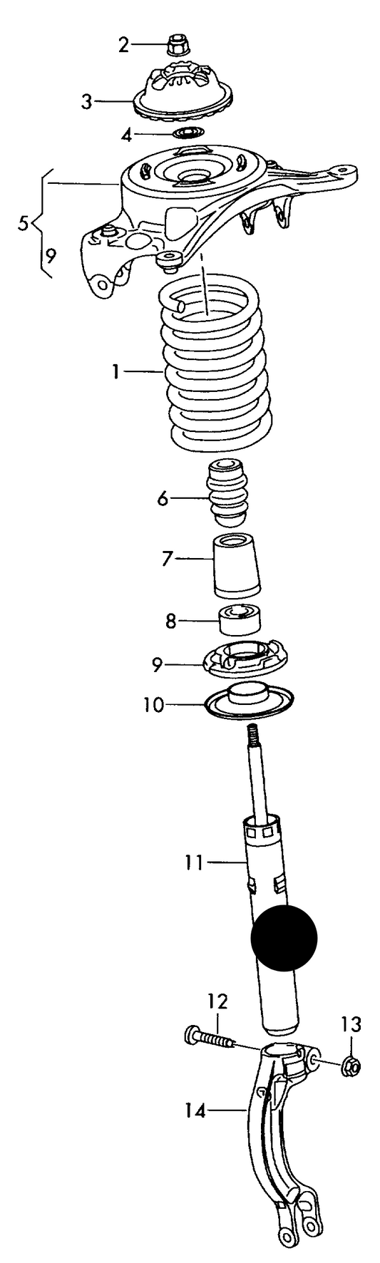 (ITEM 11) 313363 GAS Front suspension strut PR-1BA+0JB, 0JC,0JD,0JE, 0JF