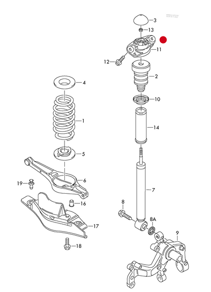 (11) 110147 Rear shock absorber bearing D >> - 27.04.2009 upper PR-1JB