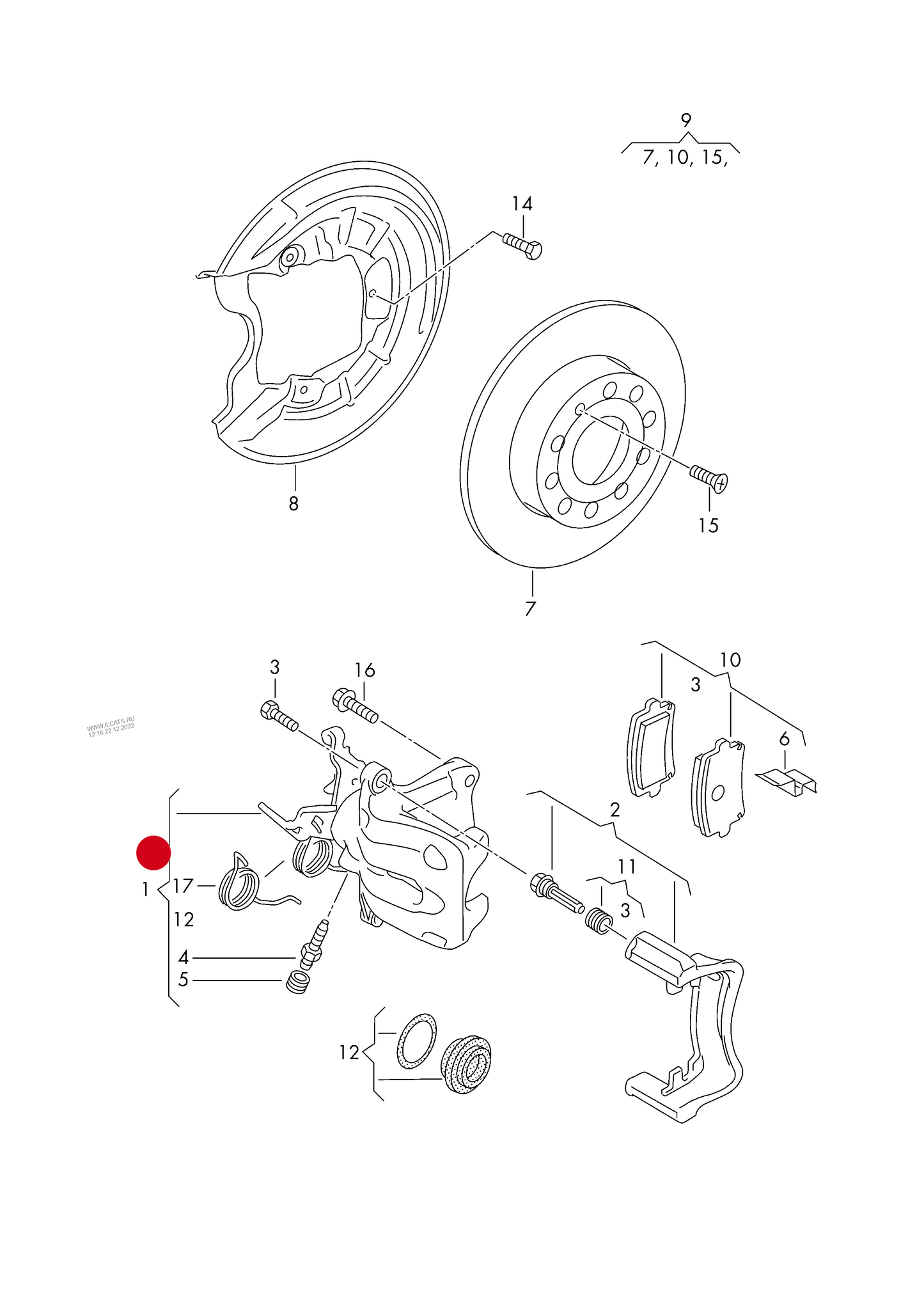 (1) 178107 FEBI New R/H brake caliper housing D >> - 02.11.2009 right 207/211bhp PR-1KZ