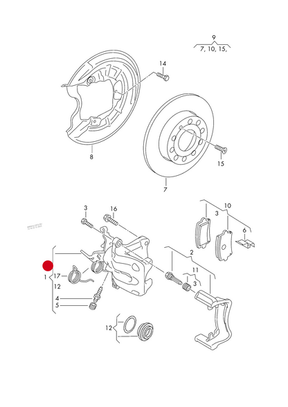 (1) 178107 FEBI New R/H brake caliper housing D >> - 02.11.2009 right 207/211bhp PR-1KZ