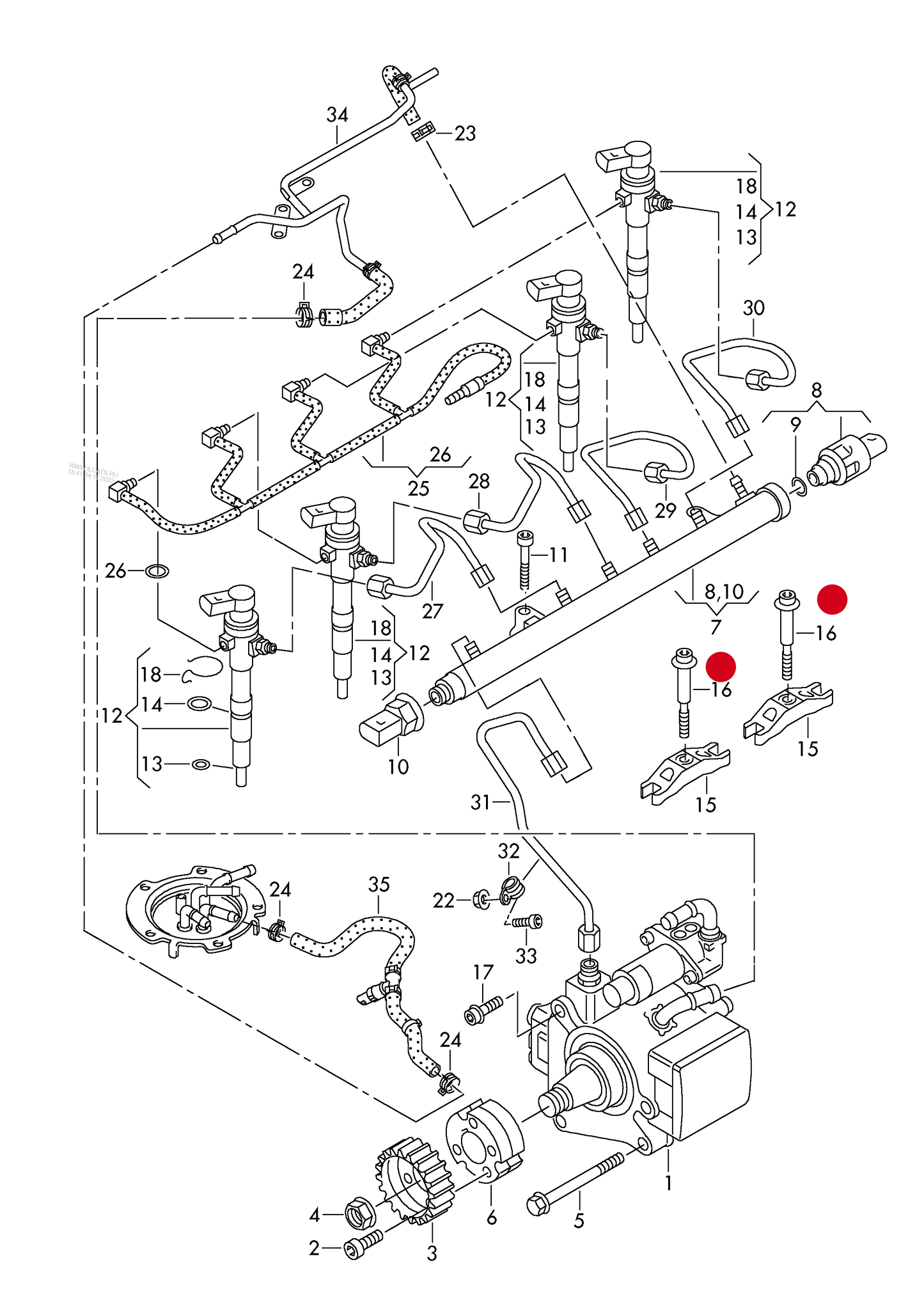 (16) 41877 Screw for  injection nozzle holder