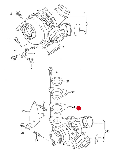 (23) 115088 OEM Turbo Charger Gasket T5 2.5tdi BNZ,BPC,BPD,BPE