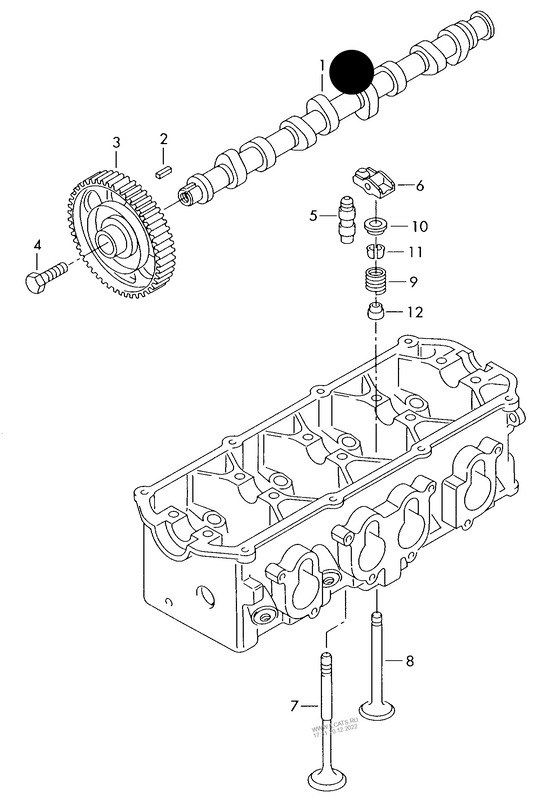 (ITEM 1) CAM745 KS Camshaft 4-cylinder+ BSE,BSF, CCSA,CHGA, CMXA 1.6ltr.