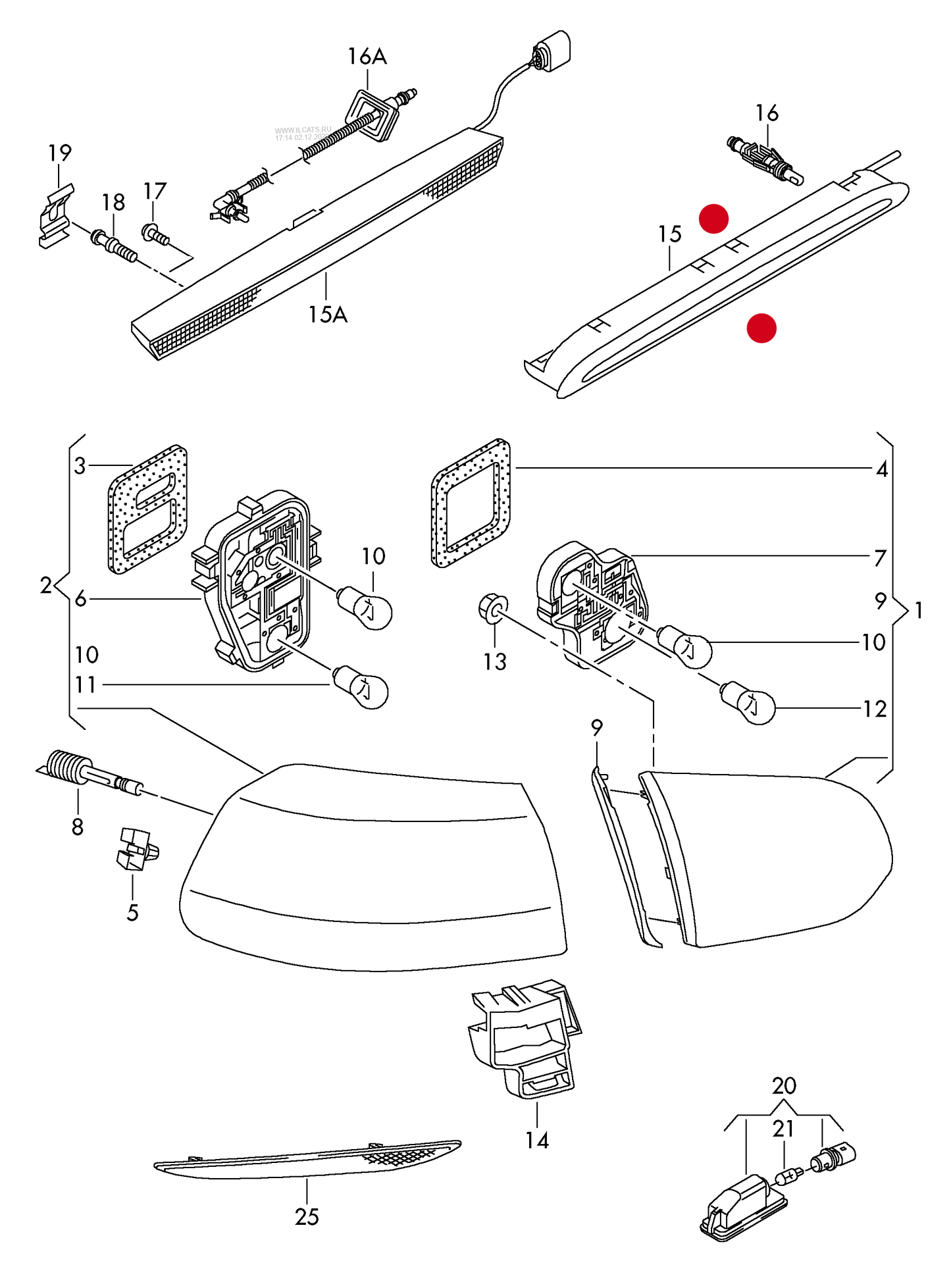 (15) LL9406 DEPO high-level brake light with spray jet rear (not GTI/GTD)