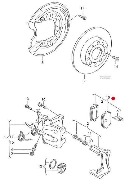 (10) 110738A BREMBO Rear brake pad set & clips 270bhp PR-1KW