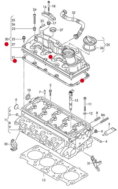 (20) 176085 Rocker Cover without vent valve, with gasket T5 7E/7E.1 2.0tdi 16v