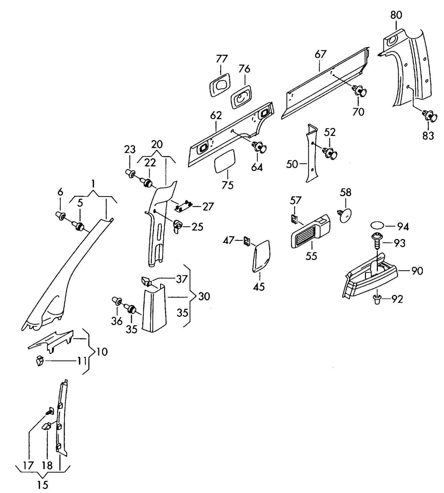 (22) 111500 'B' Pillar Trim Clip VAG 2001>