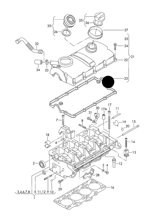 (Item 23) 112394 Elring/Reinz OE Rocker Cover Gaket T5 1.9TDI 2006>2010 BRR;BRS