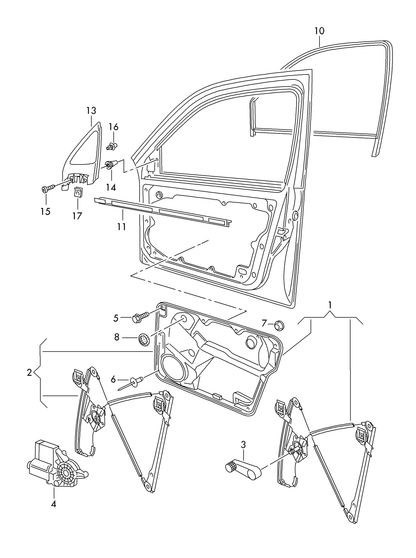 (2A) 108671 VAICO R/H Winder mech repair kit 4door