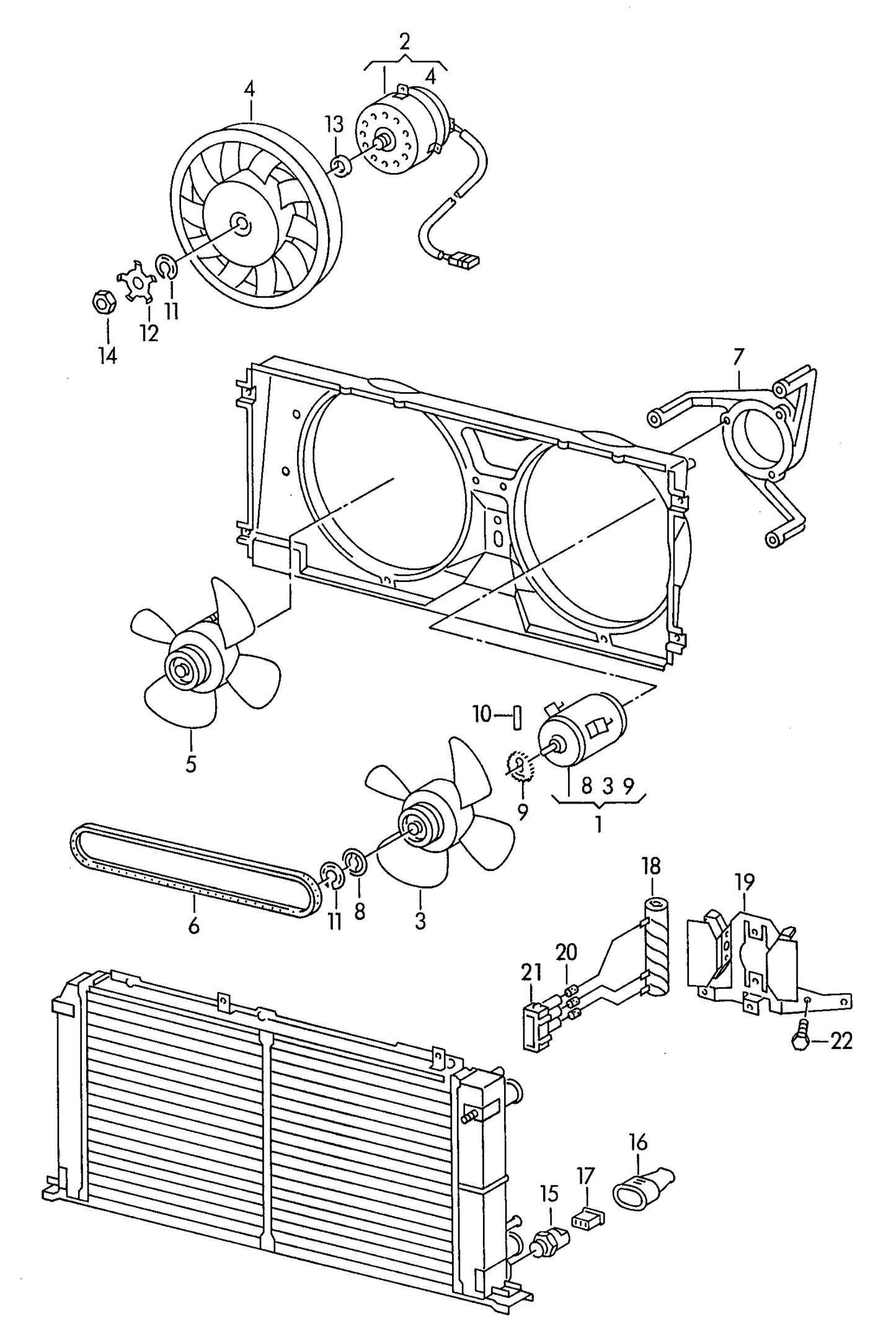 (2) 111437 radiator cooling fan 450W/345mm