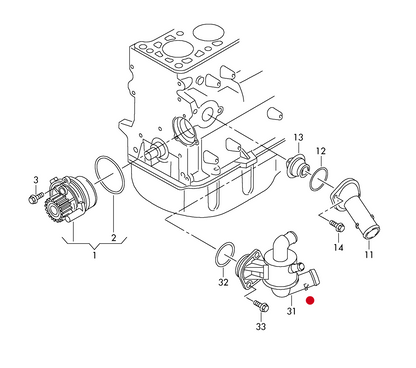 (31) 114852 BEHR OE Thermostat & flange 87oC