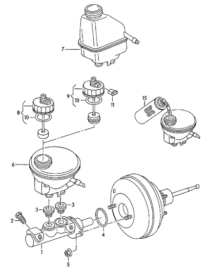 (1) 103523 Topran Brake Master Cylinder T4 91>96 without ABS