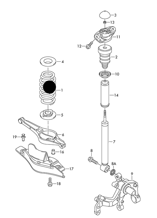 (ITEM 1) ACS1139 Rear Road Spring Passat Estate 06>10 PR:1JA,1JL+ 0YE