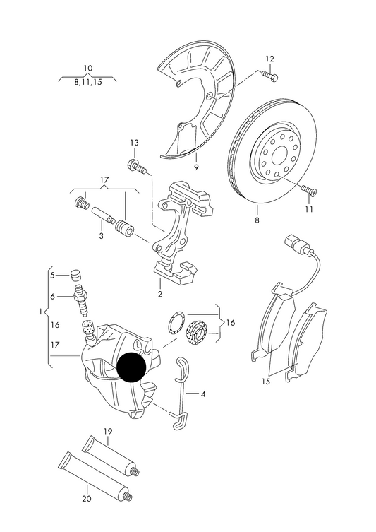 (Item 1) 116013 Febi NEW Front Left Brake Caliper VAG 04> PR-1ZE.1ZP,PR-1LJ,1ZA, 1ZD