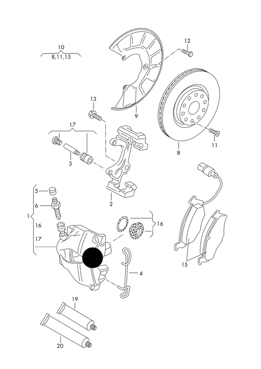 (Item 1) 116014 Febi NEW Front Right Brake Caliper VAG 04> PR-1ZE,1ZP,PR-1LJ,1ZA, 1ZD