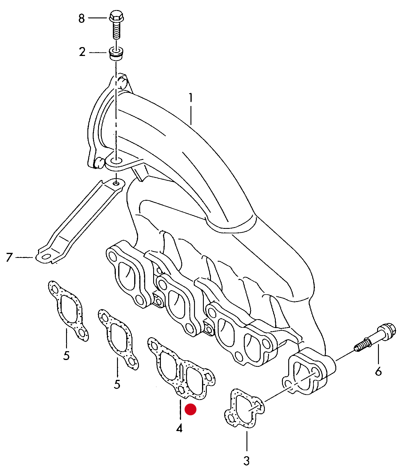 (4) 113135 Intake manifold gasket BNZ,BPC,BPD,BPE