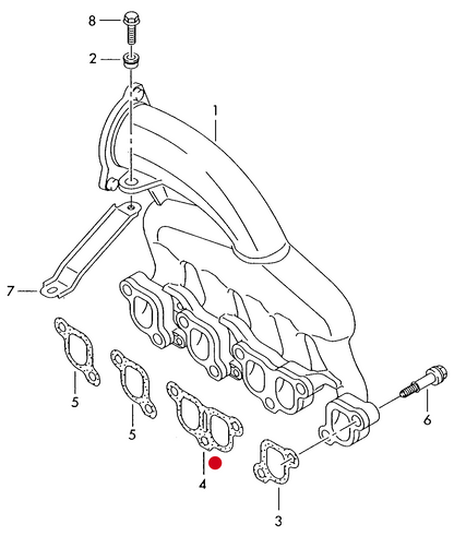 (4) 113135 Intake manifold gasket BNZ,BPC,BPD,BPE