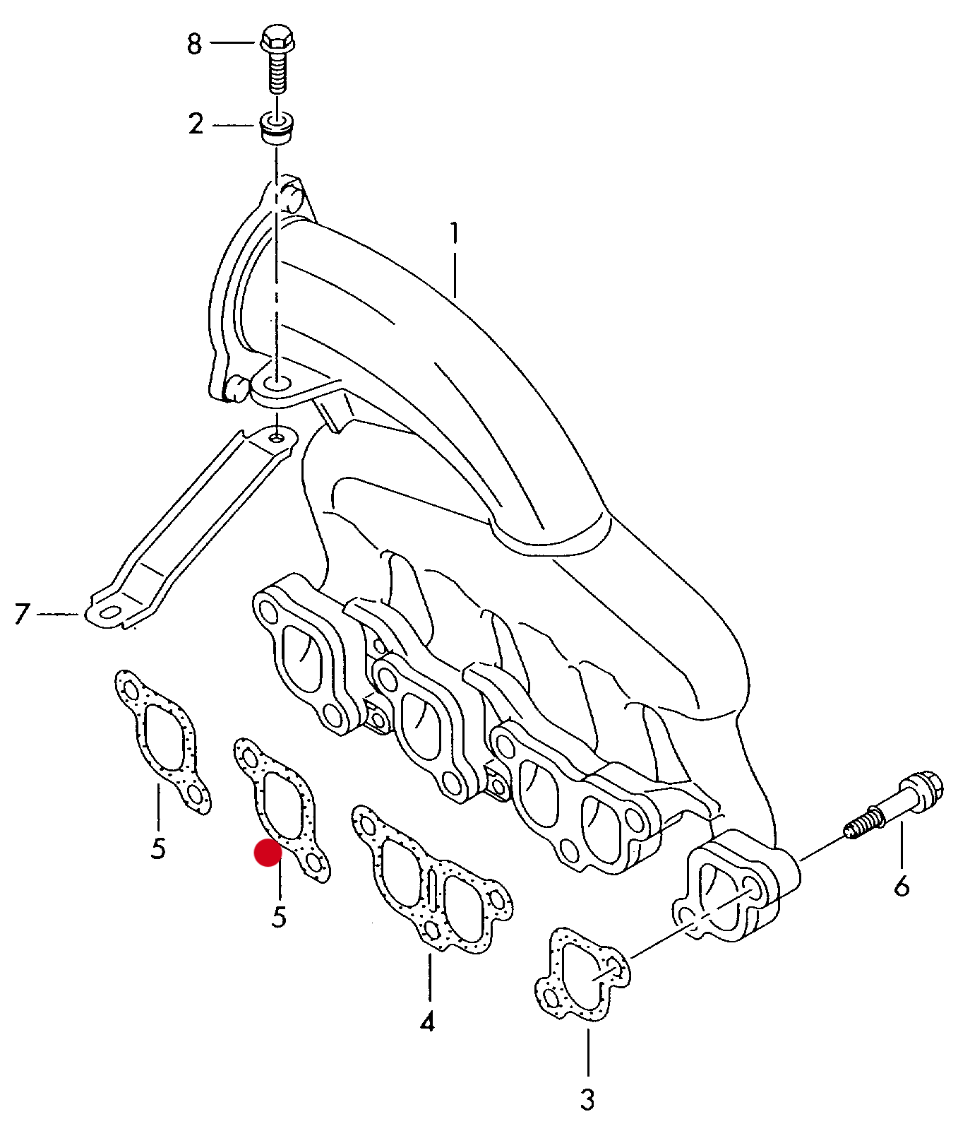 (5) 111919 Intake manifold gasket AXD,AXE,BAC,BLJ,BLK