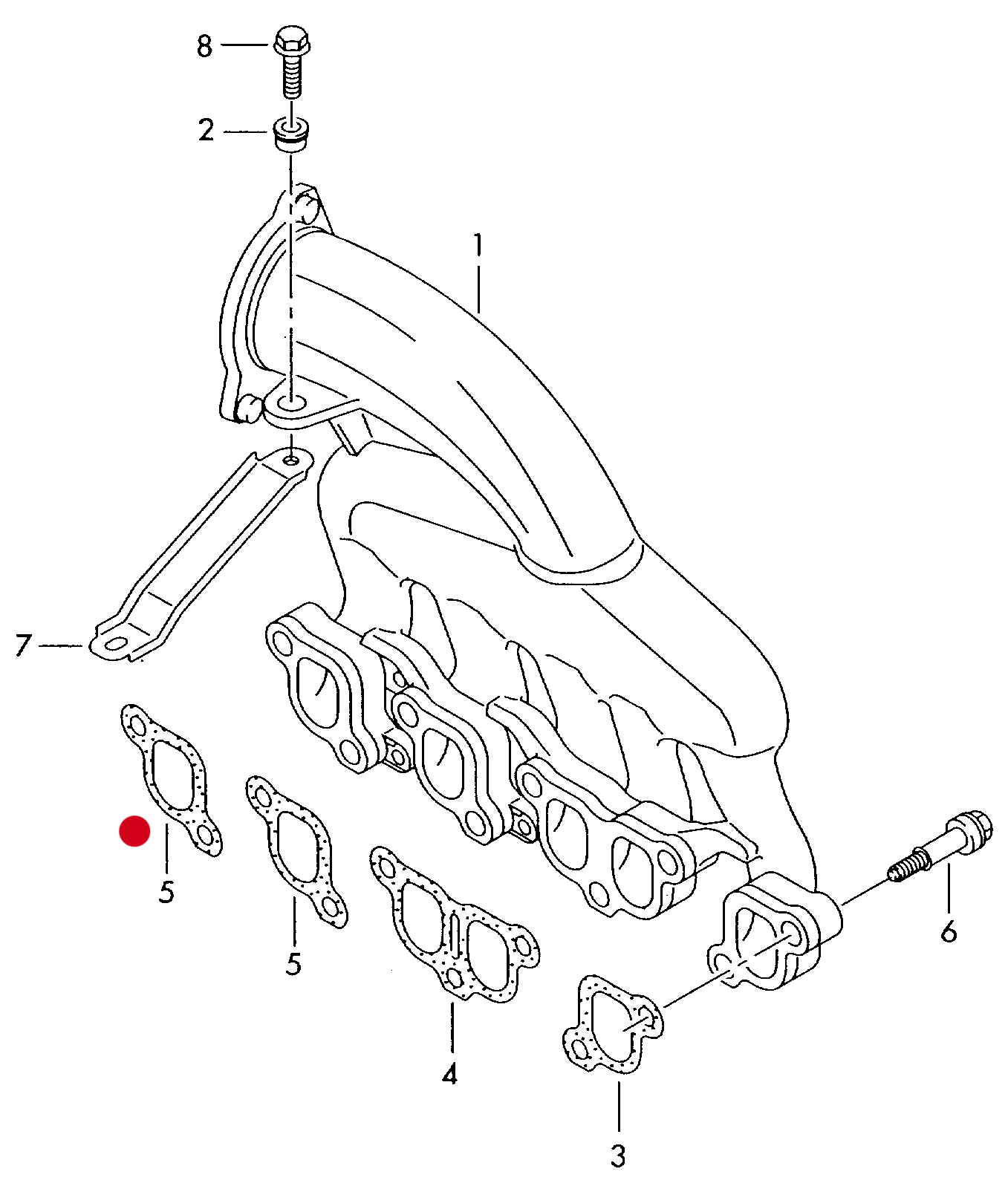 (5) 113134 Intake manifold gasket BNZ,BPC,BPD,BPE