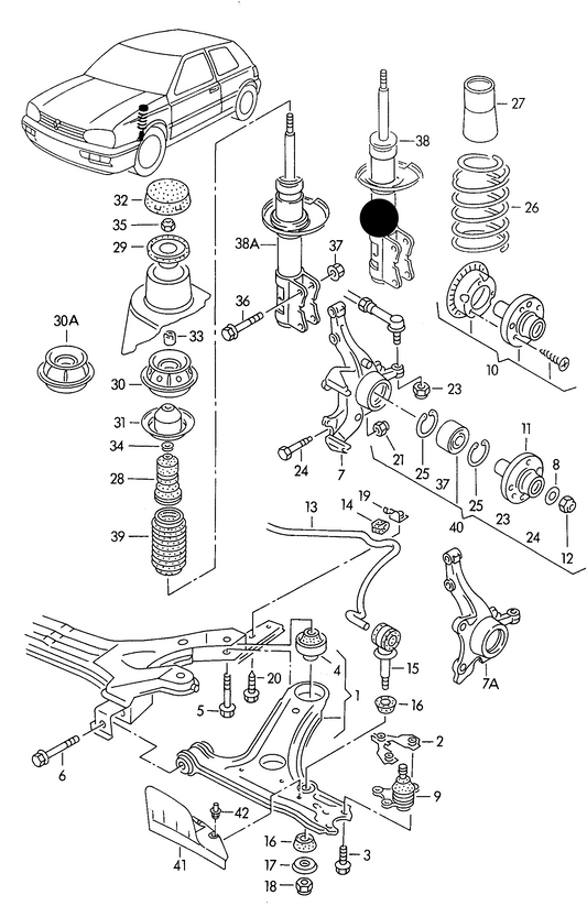 (ITEM 38) 108368 OIL Front Strut Golf mk3 95>98 8v