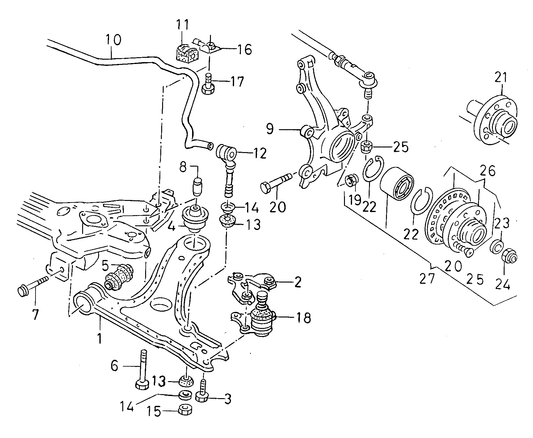 407-001 G3 GTI/VR6 (1H) Front Axle
