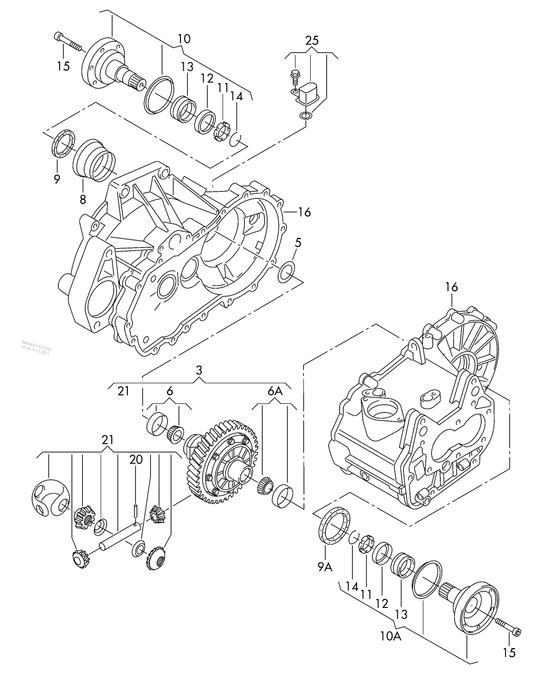 409-017 Polo 6R differential pinion gear set for 5 speed manual transmiss. LGQ,LNR,LVE, MAB,MAH,MFX, MGZ,NVS MQ200