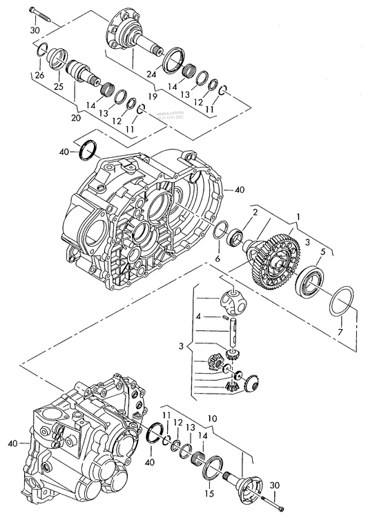 409-030 A3 8P differential output gear 6-speed manual transmission diesel eng.+ GRF,HDV,HVS, JLU,JMA 2.0 ltr.