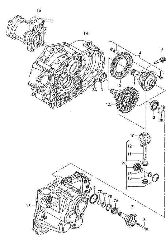409-035 Golf mk4 1998>2004 differential output gear 6-speed manual transmission for four-wheel drive EEJ,DRP,FEK, FEM,FEL,ERE, ESW,FMP