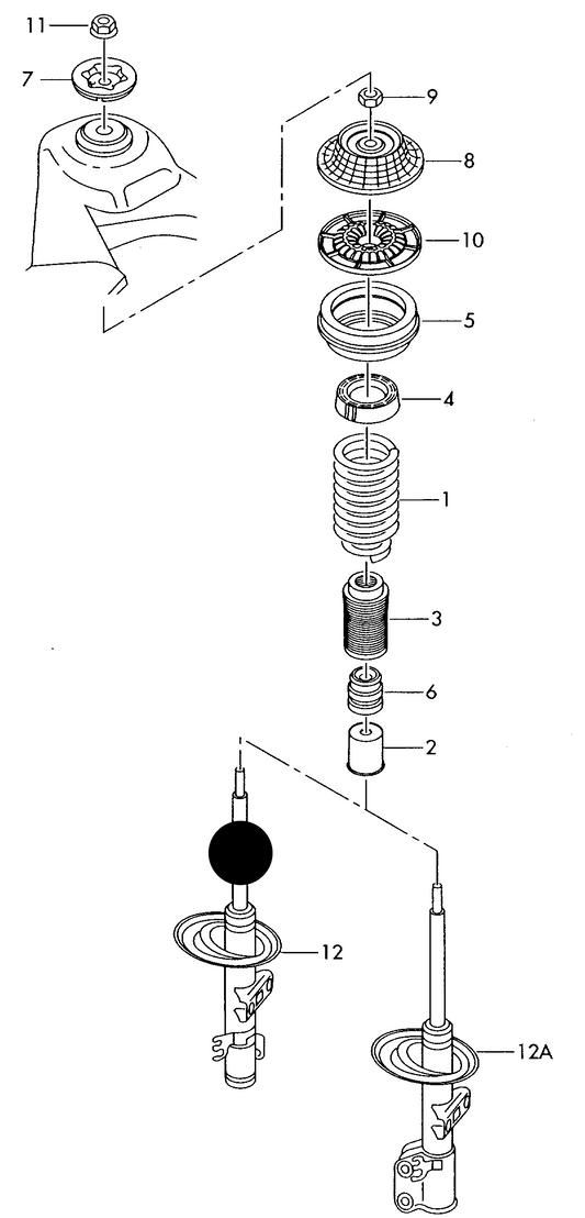 (ITEM 12) 113455HD1 GAS Front strut T5 HD PR-1BH,2MQ, 2MR