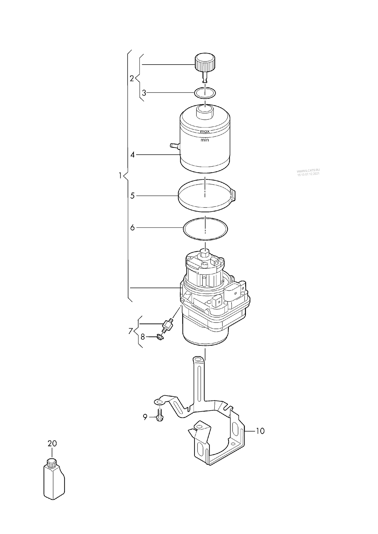 423-065 Polo 6R hydraulic pump oil container for power steering PR-1N2,1N4