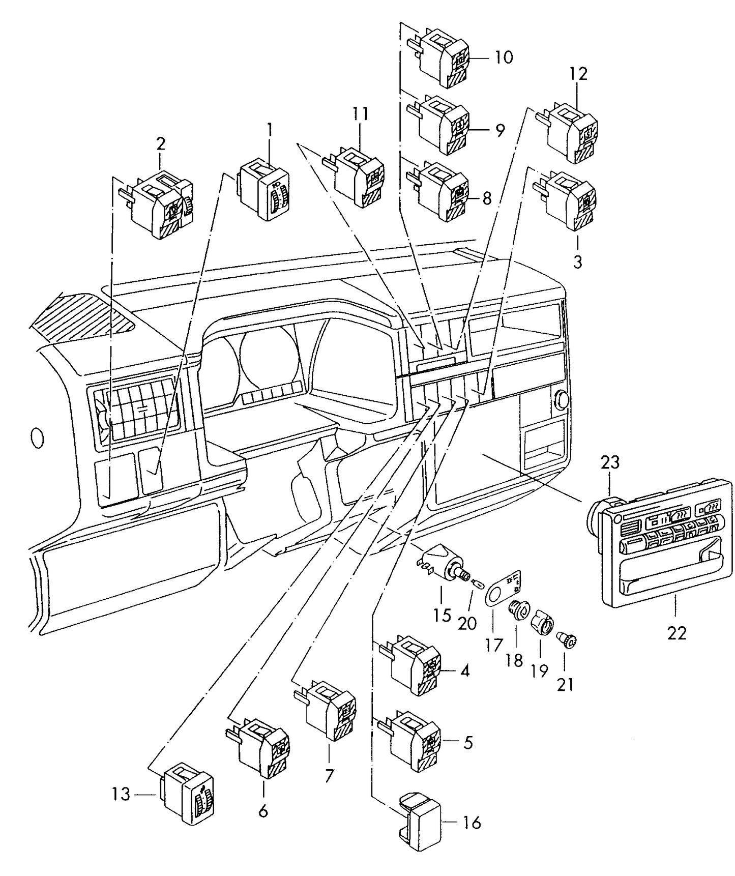 (4) 103842 FEBI Switch for rear-window heater