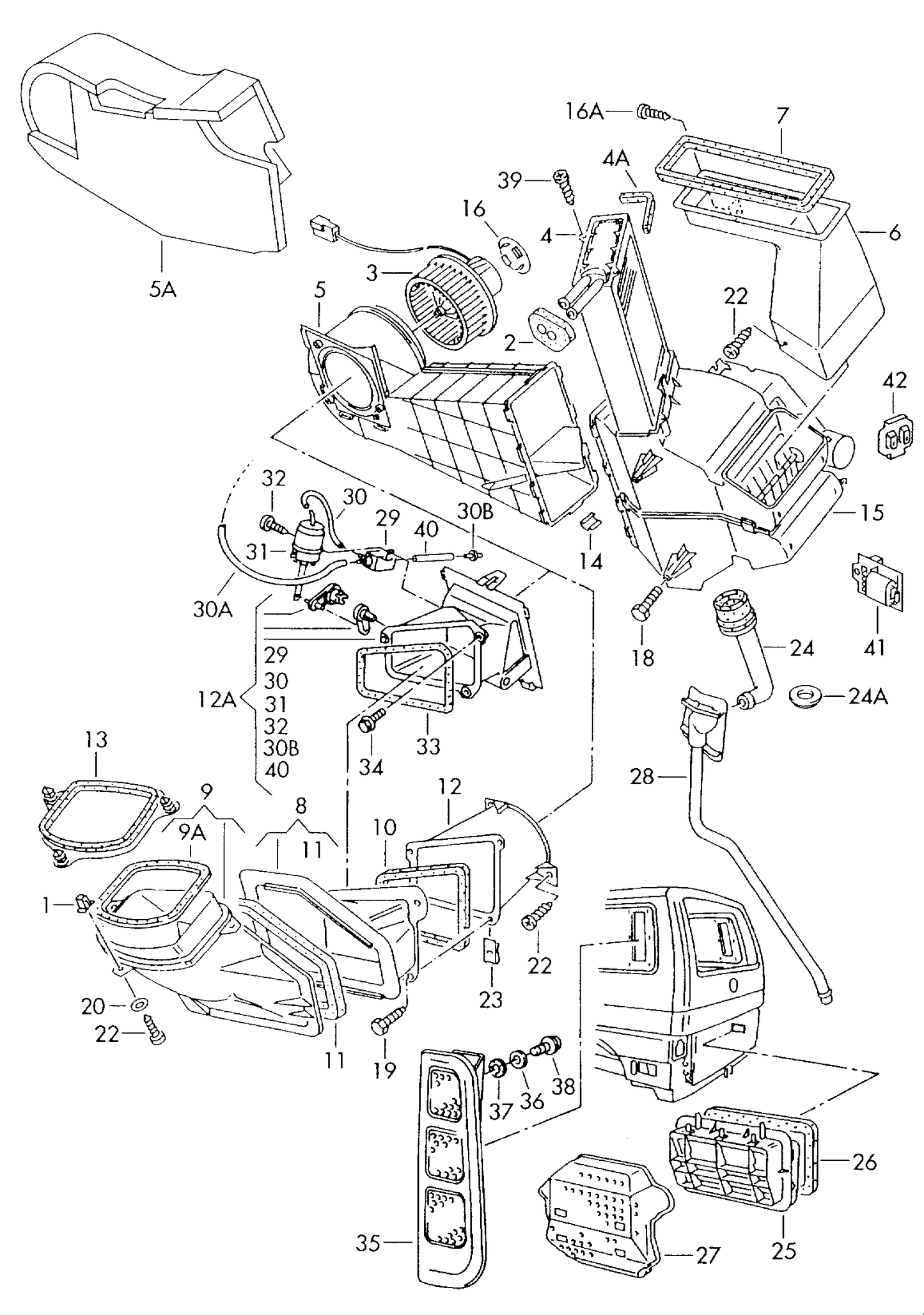 (4) VW6259 AVA Heater matrix T4 91> RHD without air-con