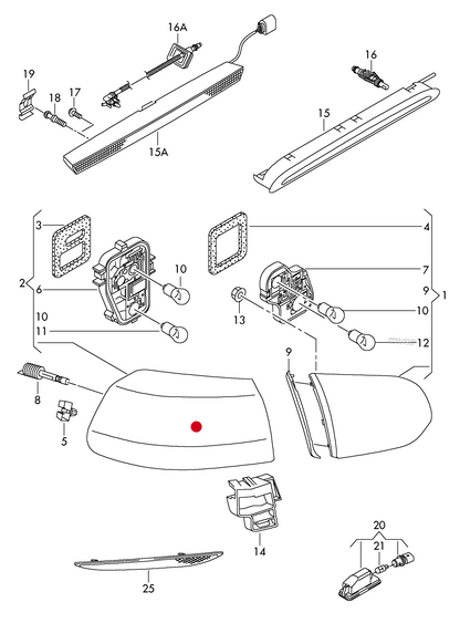 (2) LL9243 DEPO N/S/R Lamp GOLF (Exc.SPORT) 09-13 OUTER R/L RED/CLR NON-LED (HELLA)