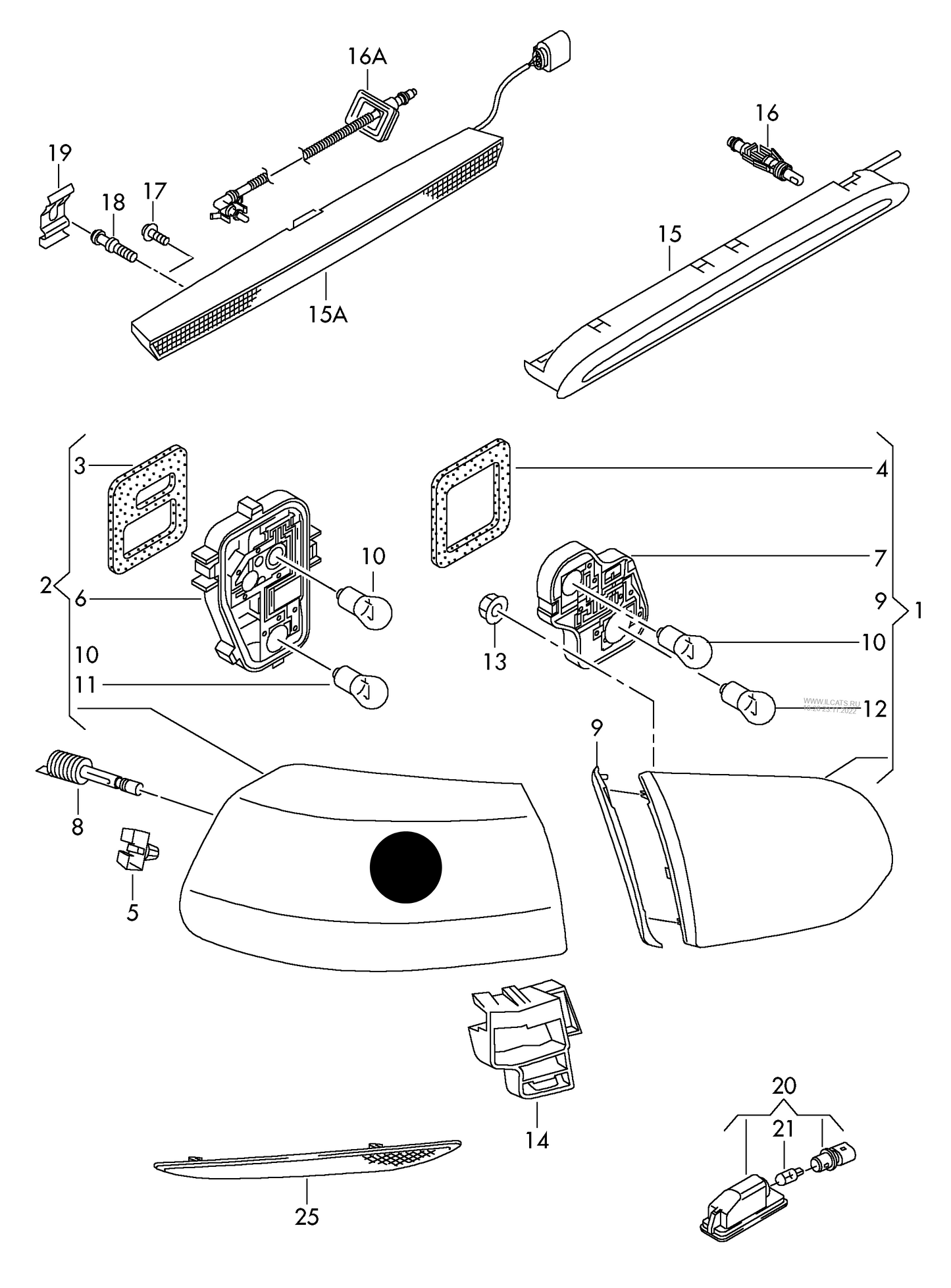 (item 2) LL9242 DEPO O/S/R Lamp GOLF (Exc.SPORT) 09-13 OUTER R/L RED/CLR NON-LED (HELLA)