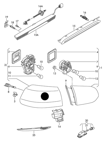 (item 2) LL9242 DEPO O/S/R Lamp GOLF (Exc.SPORT) 09-13 OUTER R/L RED/CLR NON-LED (HELLA)