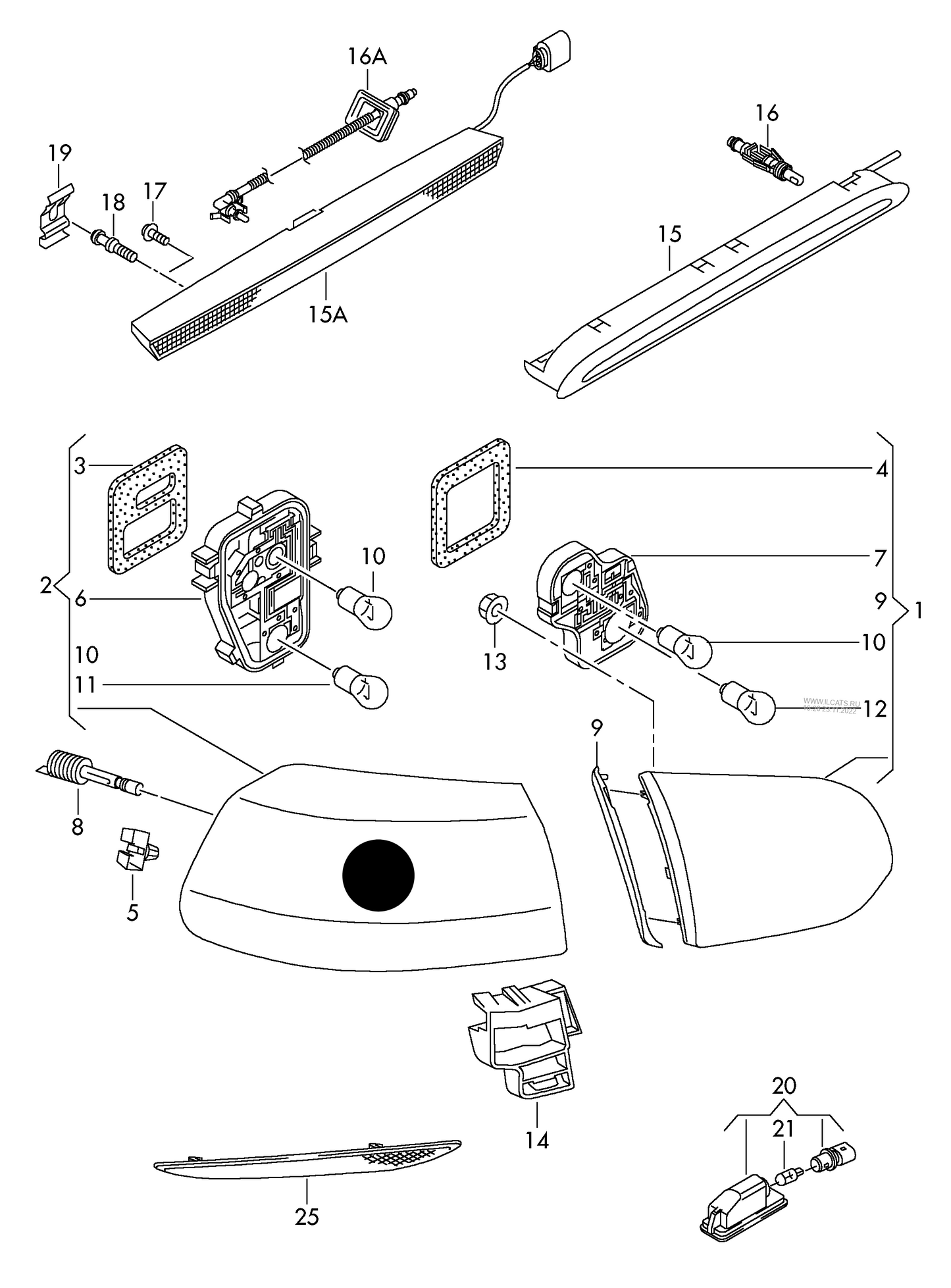 (item 2) LL9293 DEPO O/S/R Lamp GOLF (Exc.SPORT) 09-13 OUTER R/L RED/CLR NON-LED (VALEO)