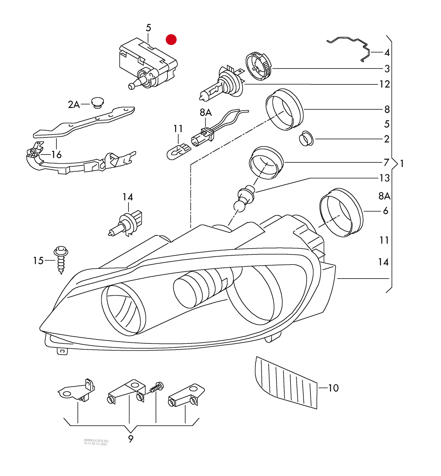 (5) 116178 HELLA headlight range control motor 'hella lamps only'