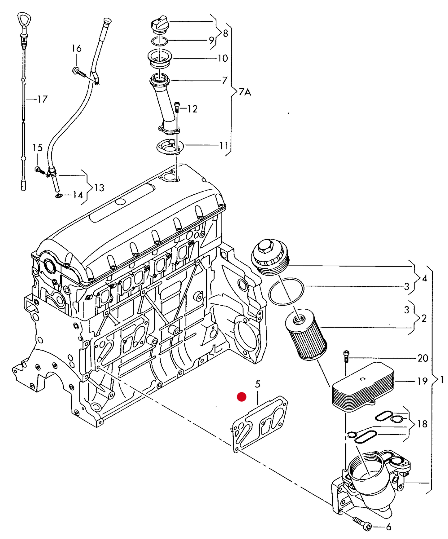 (5) 111912 Oil filter housing to block gasket T5 2.5TDI AXD,AXE,BNZ, BPC