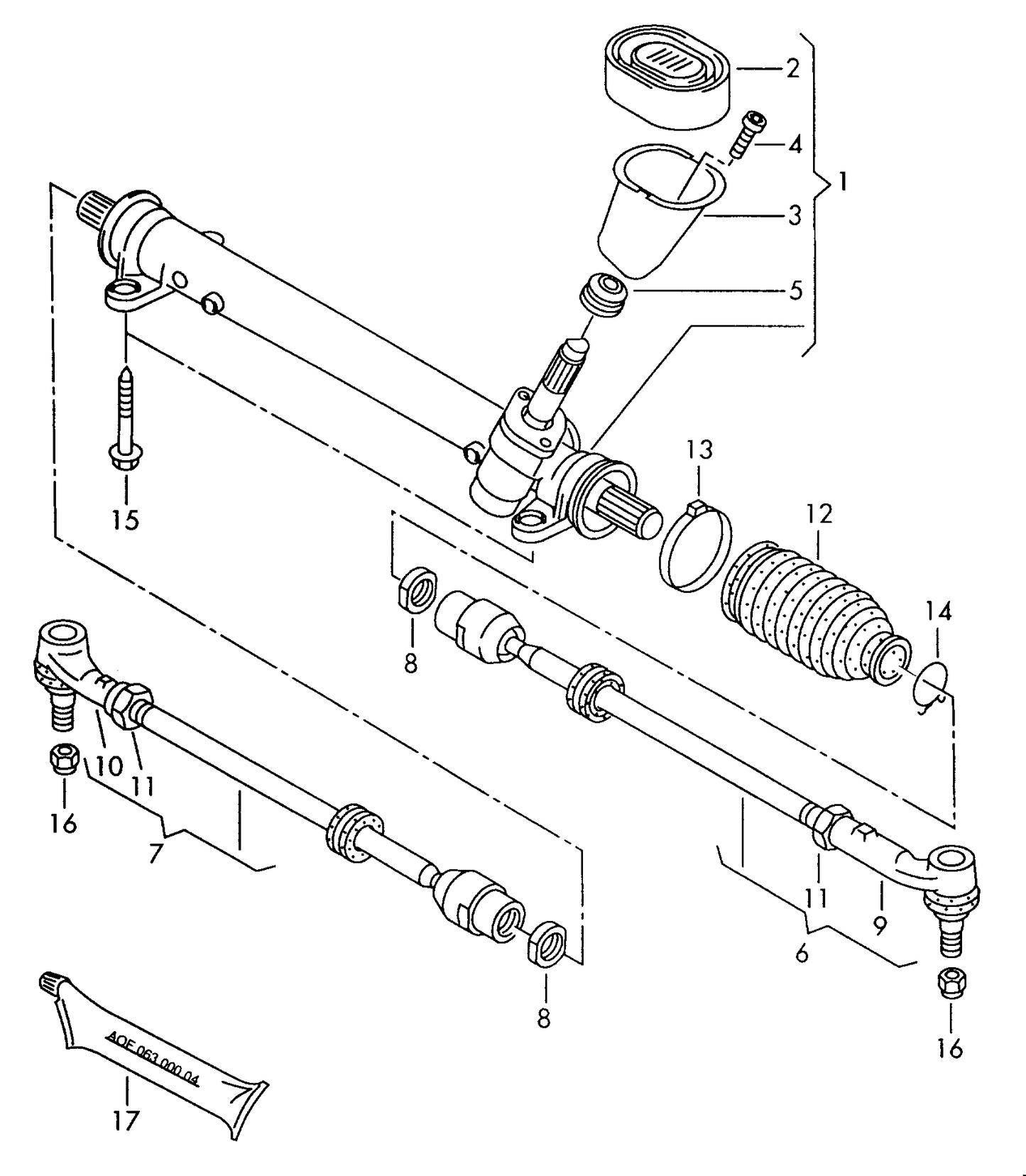 (12) 104010 Steering Rack Boot Polo (6N) 95> Manual Steering