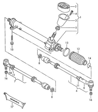 (12) 104010 Steering Rack Boot Polo (6N) 95> Manual Steering