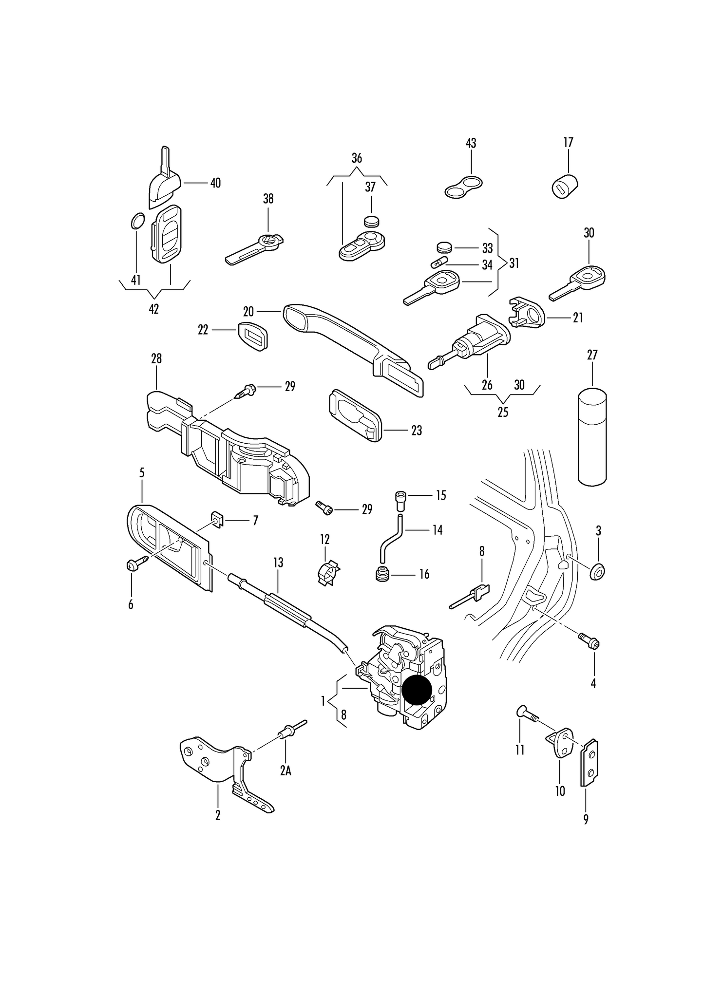 (ITEM 1) 110552 GENUINE Door Lock>Right Front Inner RHD N.L.A. VW Dropped 01-08-2018