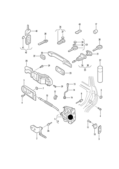 (ITEM 1) 110552 GENUINE Door Lock>Right Front Inner RHD N.L.A. VW Dropped 01-08-2018