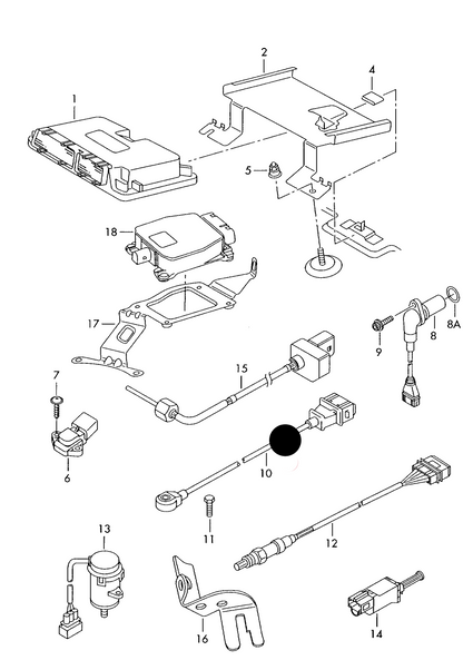 (item 10) 110661 Bosch Anti-Knock Sensor BDE,AUM,AQN, AZJ,AHW,AXP, AZD,BEH,BCA, BAD APK,AQY,AUQ,BSE,BSF, CHGA,CCSA, CAVD,CAXA, CGGA,CBZB, CNWA,BSE,BSF, CHGA,CCSA, CAVD,CAXA, CGGA,CBZB, CNWA