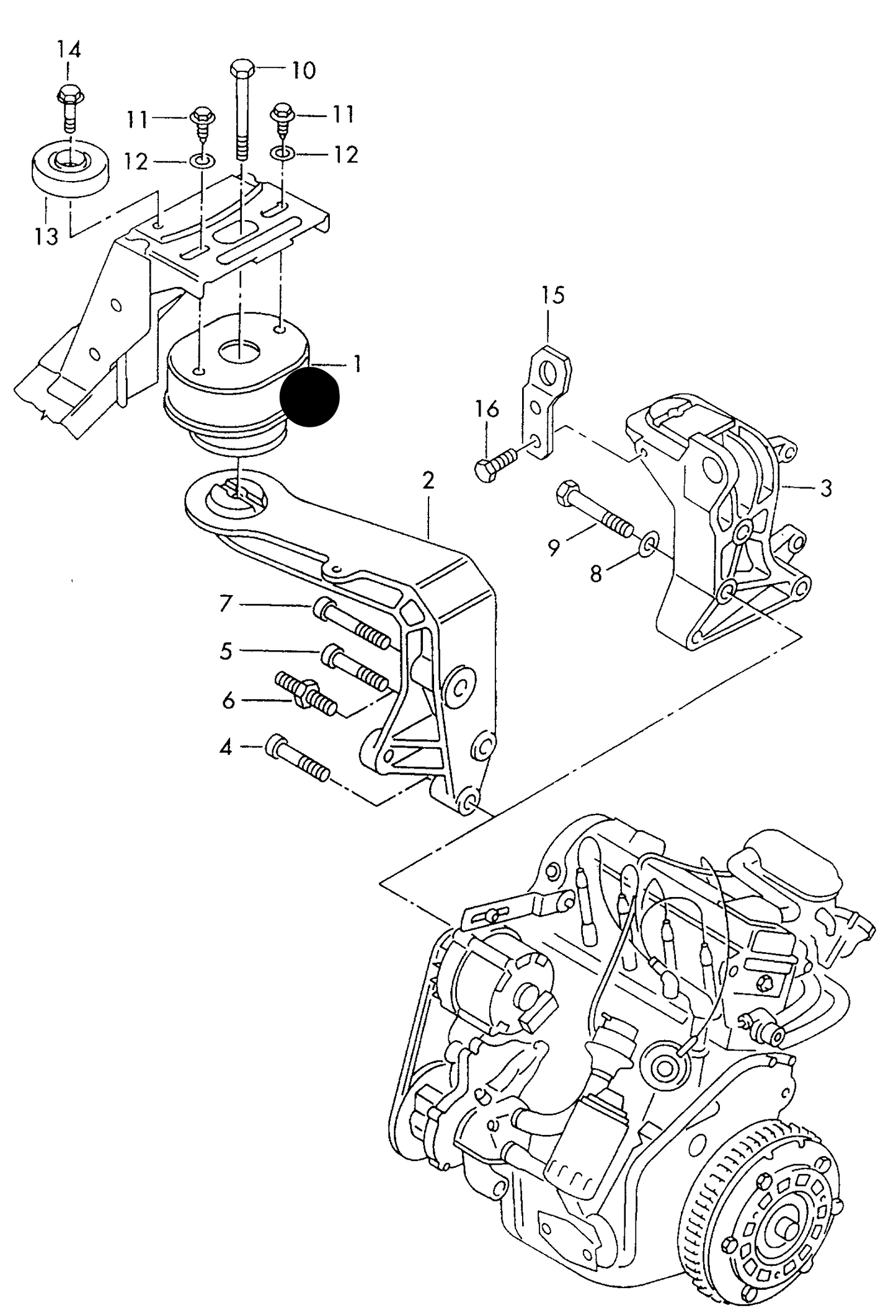 (ITEM 1) 104050 R/H Engine Mounting T4 1.9/2.0