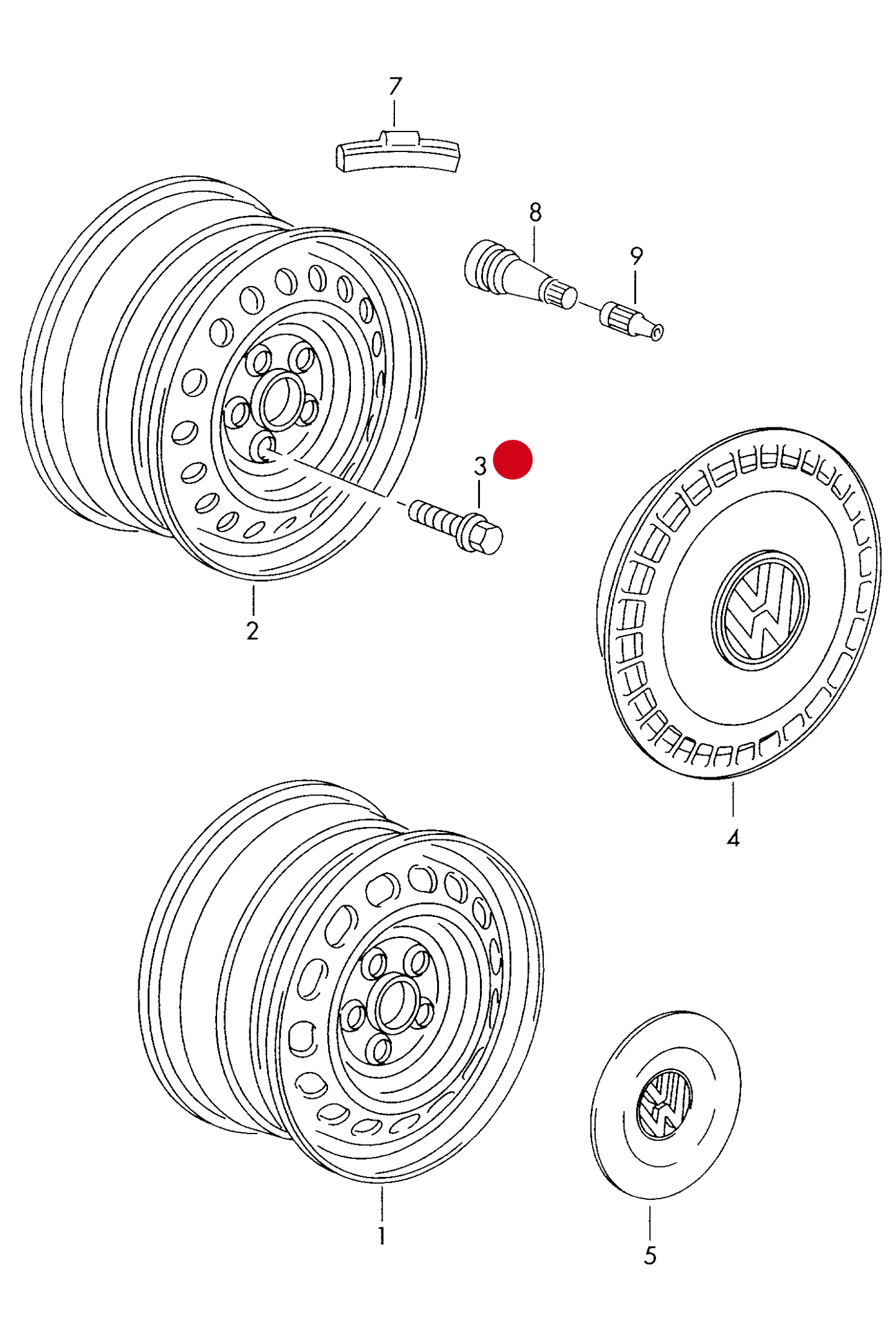 (3) 111456 FEBI Wheel Bolt M14X1.5X34
